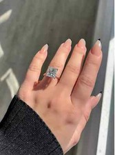 3Ct Princess-Cut Moissanite Solitaire Engagement Ring 14K Yellow Gold Plated