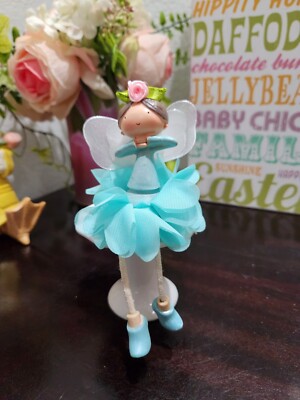 Aqua Blue Fairy Tier Tray Shelf Sitter Easter Figurine Tabletop Decor