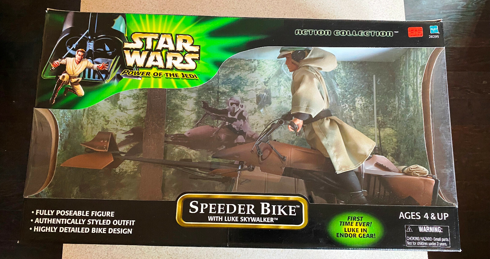 STAR WARS Power of Jedi (POTJ 2001) -- Huge Action Luke SPEEDER BIKE -- Sealed