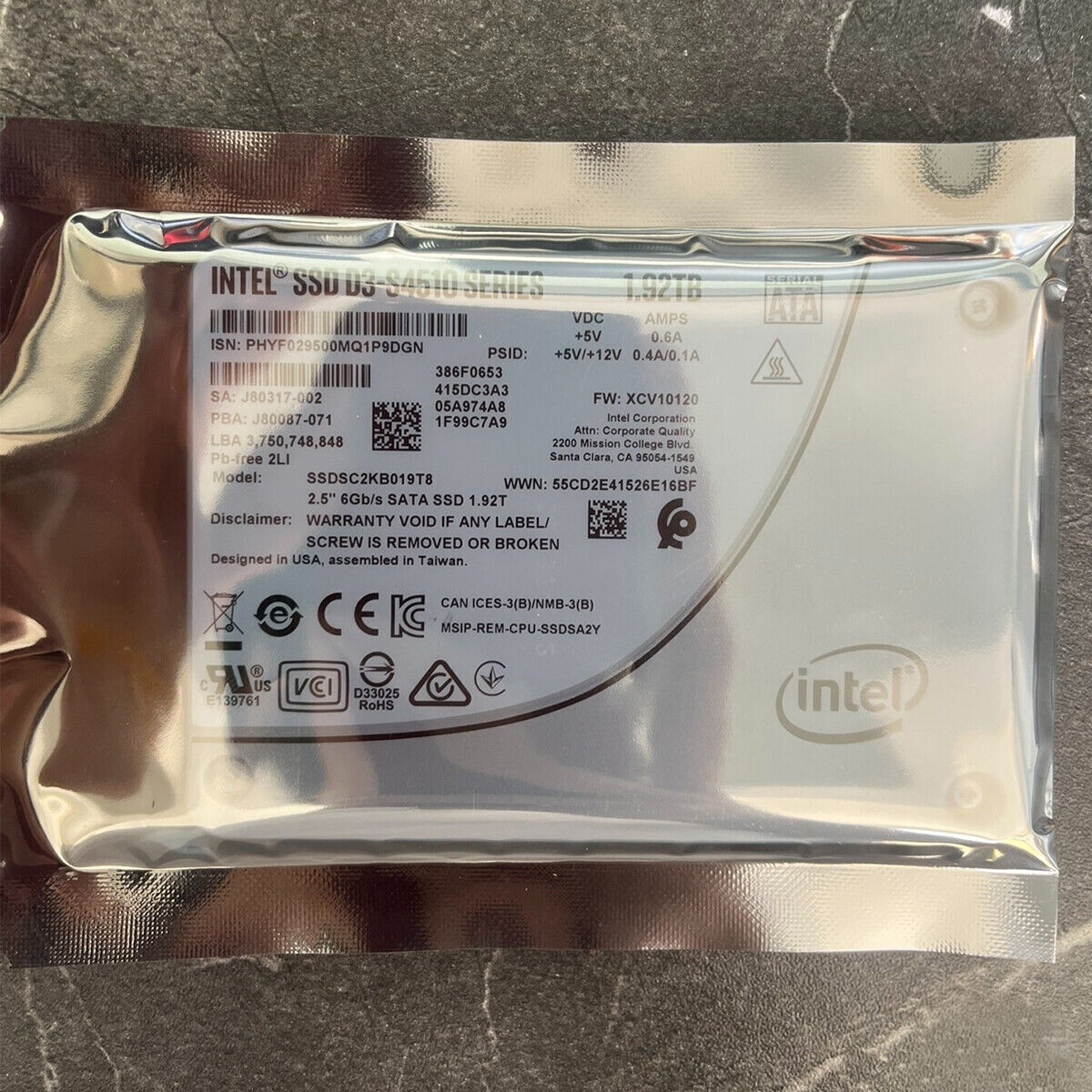 Intel S4510 1.92TB SSD SATA 6Gb/s 2.5