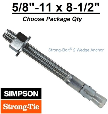 #ad 5 8quot; 11 x 8 1 2quot; Simpson Strong Bolt 2 II Concrete Wedge Anchor STB2 62812 $162.06