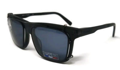 NOS Vuarnet VL140400010622 PolarLynx Rx+ClipOn Sunglasses - MttBlk/Bl Glass Lens