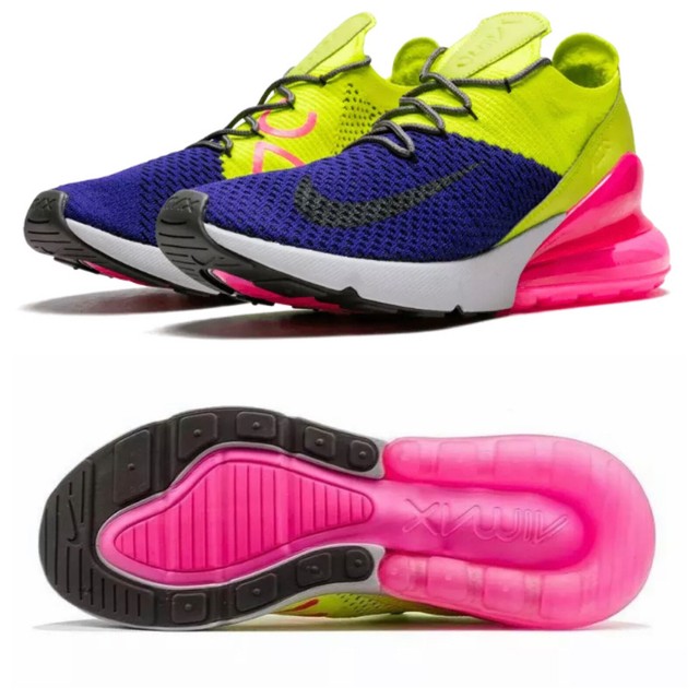 Nike Air Max 270 Flyknit Running Shoes Purple Volt (AO1023-501) Men's Sz 10.5 for sale online