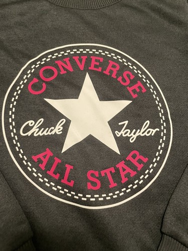 NWT Converse Kids All Star Logo Sweatshirt Dark Gray Size 6 Classic Design - Picture 2 of 6