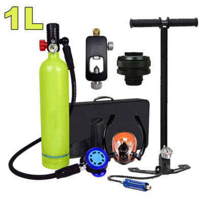 Scuba Diving Kit Full Face Snorkel Mask 1L Air Oxygen Tank 3000PSI Scuba Diving