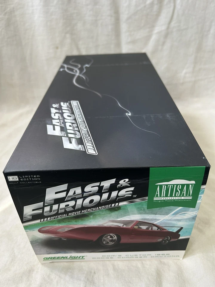 1:18 Greenlight Artisan Diecast Fast  Furious Dom's Custom '69 Charger Daytona - Image 2 of 4