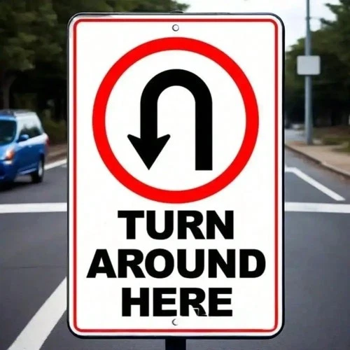 Vintage U-Turn Parking Metal Tin Sign Retro Traffic Wall Decor