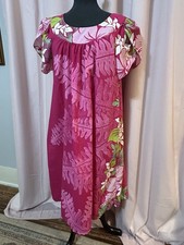 Y Not Hawaii Womens Size L HouseDress MuuMuu Pink Short Sleeve Tropical