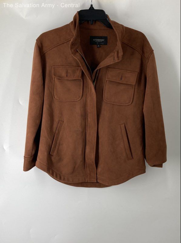 Liverpool Womens Brown Long Sleeve Pockets Full-Zip Utility Jacket Size XS