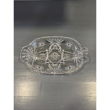 Vintage Anchor Hocking Impression Glass Star of David Divided Relish Tray