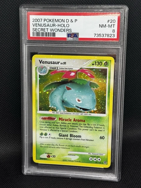 Pokémon Venusaur Secret Wonders Holo 20/132 PSA 8 With Holo Bleed & Swirls