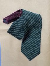 Men’s Tommy Hilfiger Green And Maroon Silk Tie Made In USA