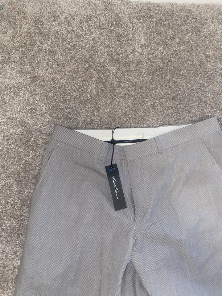 Pantalones de vestir Kenneth Cole Reaction New York para hombre calce ajustado 36/30 mezcla de lino nuevos con etiquetas Foto 2 de 4