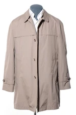 40R Vintage Towne London Fog Taupe Brown Lightweight Single-Breasted Raincoat M