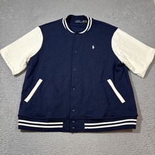 Polo Ralph Lauren Men XXL Fleece Baseball Bomber Letterman Varsity Jacket READ