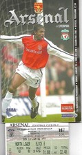 ARSENAL v LIVERPOOL 13 JAN 2002 ARSENAL TICKET. ARSENAL CHAMPIONS.FREE POST