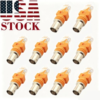 10pcs BNC Female to RJ45 Male Coaxial Coax Barrel Coupler RJ45 to RF Adapter US