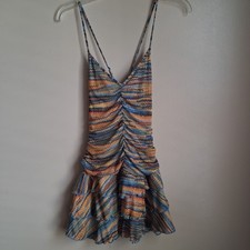 Wild Fable Multi Marbled Print Ruched Ruffle Mini Dress XS Adjustable Strap