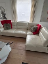 BO Concept White Leather Corner Sofa L-Shape 5 Seater 220x110x90cm
