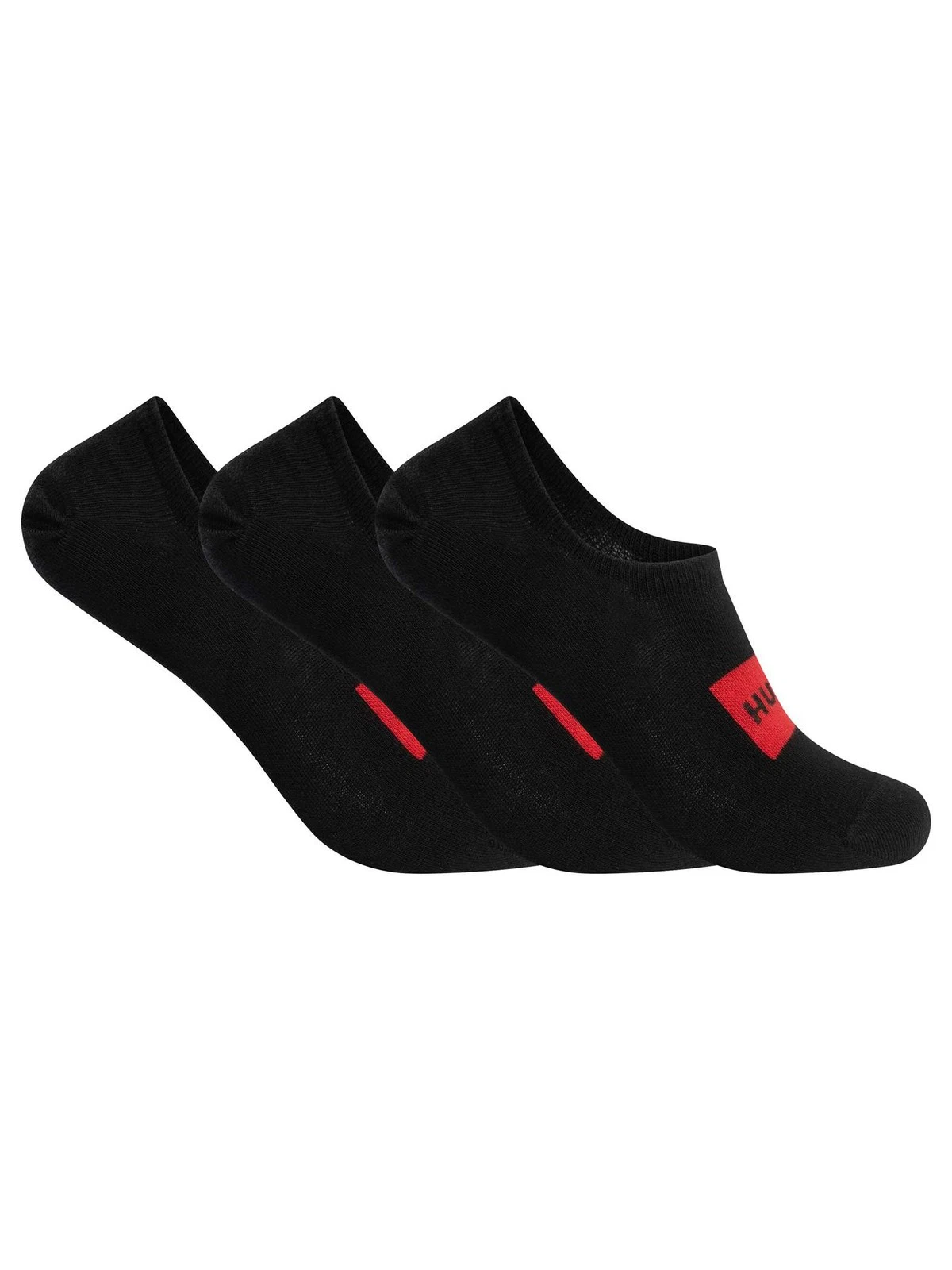 HUGO Men's 3 Pack Label Low Cut Socks, Black