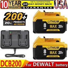 For DeWalt 20V Max XR 8.0AH Lithium-Ion Battery/Charger DCB205-2 DCB208 DCB200