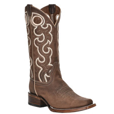 Circle G by Corral Ladies Chocolate Cutout  Embroidery Square Toe Boots L6006