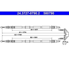 1x ORIGINAL® Ate Seilzug, Feststellbremse für Opel ZAFIRA / ZAFIRA FAMILY B