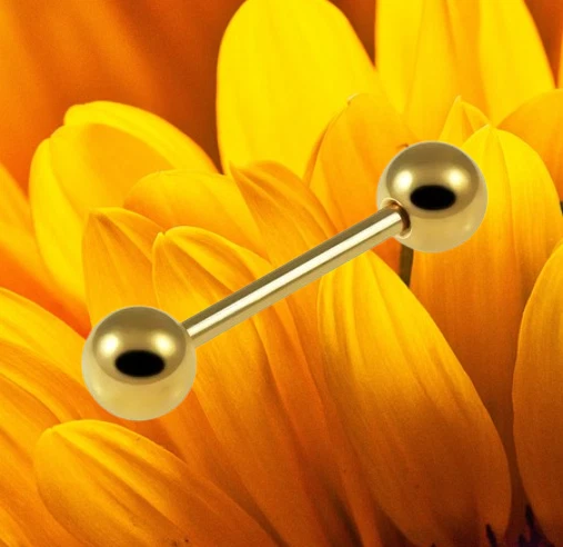 PIERCING Barbell mit INNENGEWINDE 1,2 x 8 mm I Echt 585 MASSIV GOLD I 46018-8 I - Bild 3 von 4