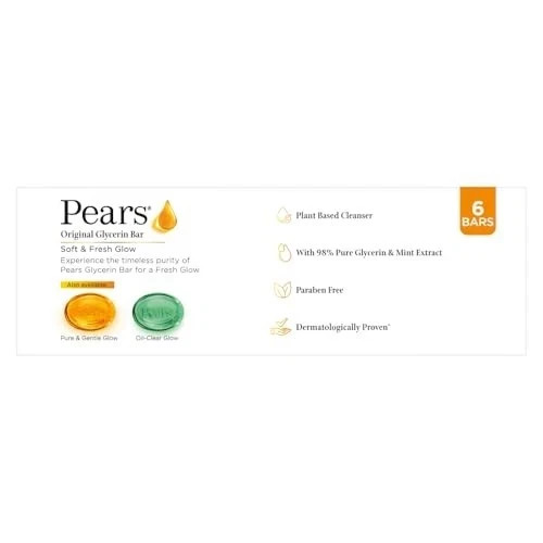 Pears Glycerin Soap 125g x6 Mint Fresh Gentle Bath Bar Soap Free Clean - Picture 10 of 13