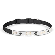Paw Prints and Bones Clip-on Pet Collar Adjustable Dog Cat Collar 3 Sizes