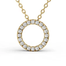 14K Yellow Gold 0.25Ct Lab Grown Diamond Basic Circle Pendant
