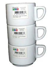 Stackable Coffee Mugs Arcoroc Cardinal #H9982  6 1/4 oz.  Set of 6   S5923