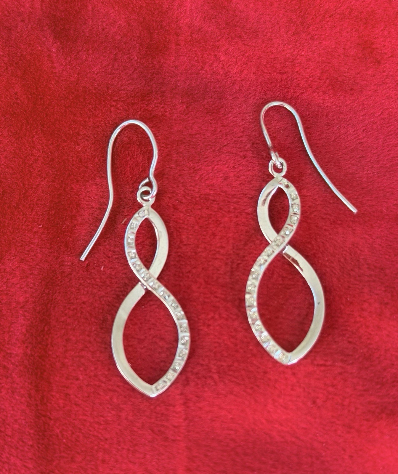 Sterling Silver - Multi-stone Infinity Earrings -… - image 1