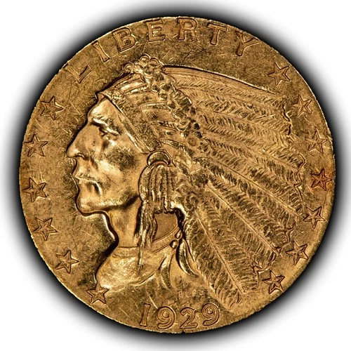 1929 G$2.50 Indian Head Gold Quarter Eagle - Original BU Coin - SKU-G5812