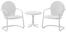Crosley Furniture Griffith 3 Piece Metal Patio Conversation Set in White