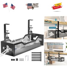 Under Desk Cable Management Tray No Drill, Metal Mesh Cable Management Under ...