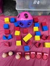 Vtg 1970's Tupperware Tupper Toys Busy Blocks Alphabet Blocks Shapes Ball Lot