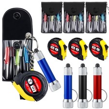 18 Pcs Mini Tape Measure Keychain Screwdriver LED Light Keychain Bulk Men Adu...