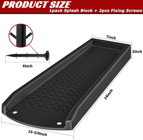 Downspout Splash Block, 24" Rain Gutter Extensions/Extender with... - Picture 6 of 6