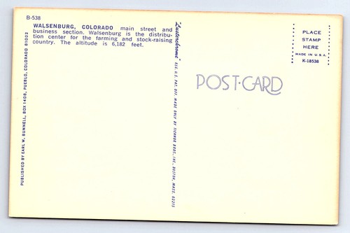 Walsenburg Colorado Main Street Business Section Postcard B624 - Picture 2 of 2