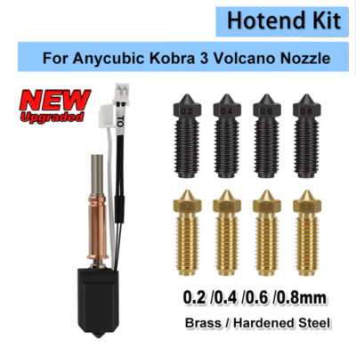 For Anycubic Kobra 3 Hotend Nozzle Brass Hardened steel 3D Printer Nozzle 0.4mm