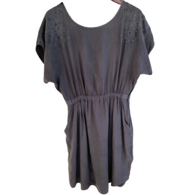 dark grey tunic dress Express Silk Dress/ Size Medium Short Dolman Sleeve with Pockets Many styles also offer