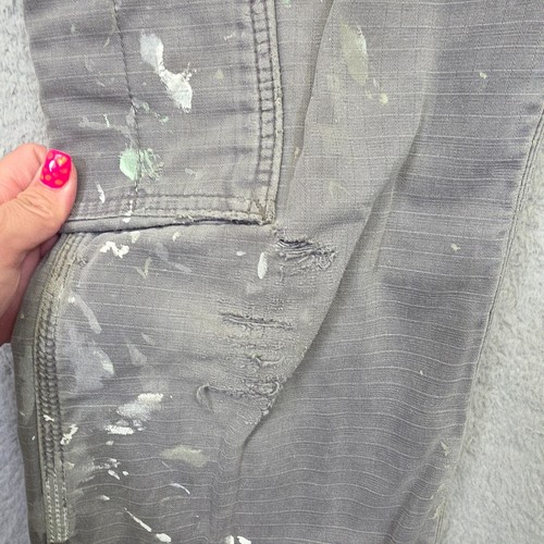 Carhartt Cargo Pants Mens 31x32 Flannel Lined Thrashed Ripped Stained Distressed - Picture 5 of 24