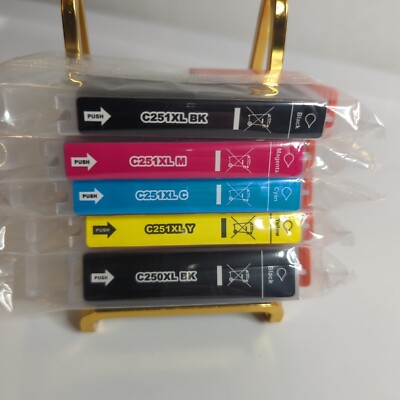 Canon Pixma Black & Color C250XL C251XL Cartridge Lot Factory Sealed No Box
