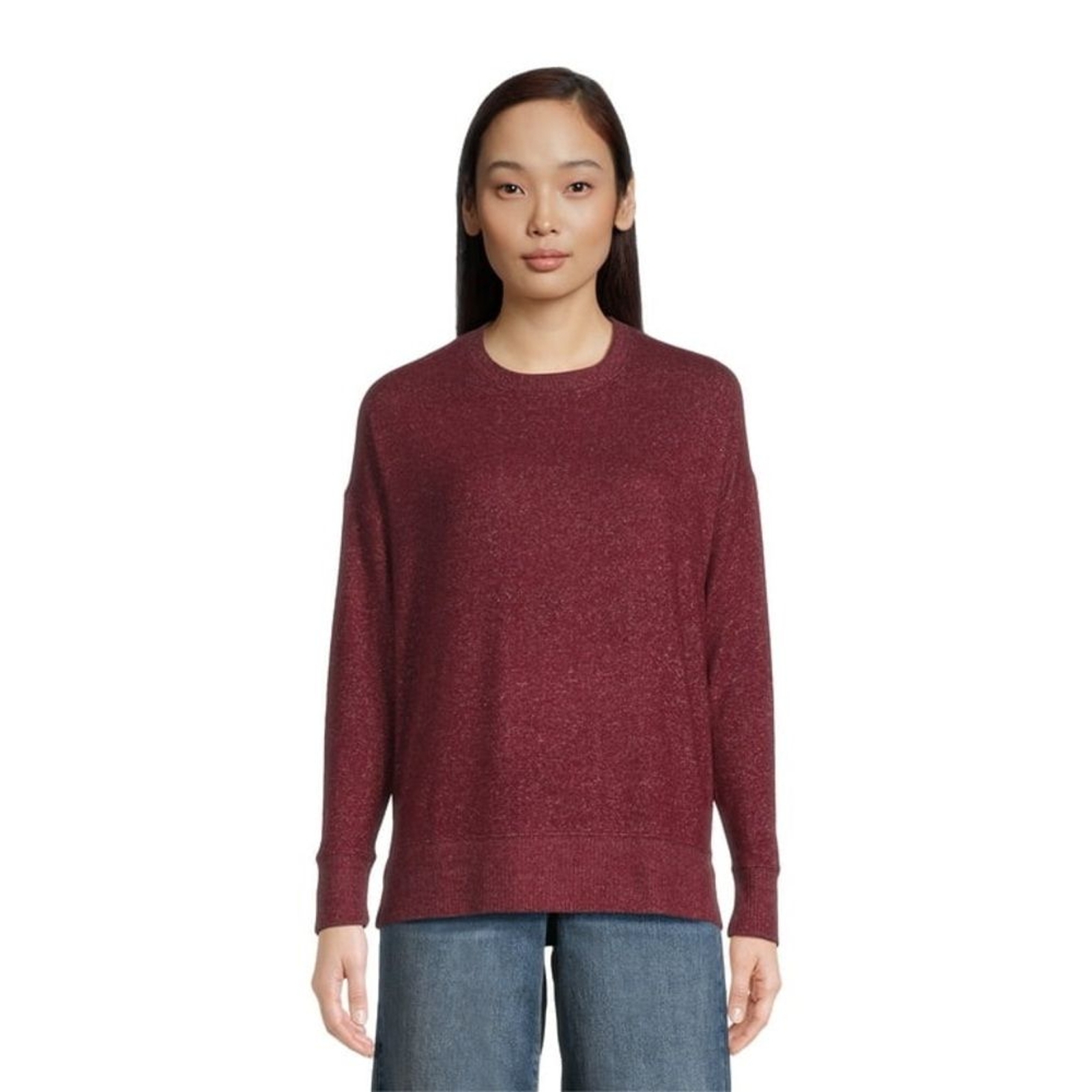 Time and Tru- Women's burgandy Hacci Knit Pullover Sweatshirt Size XXL