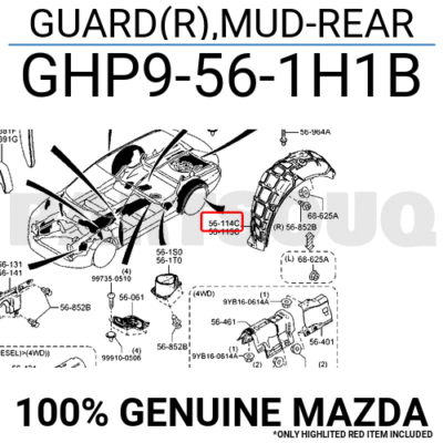 GHP9561H1B Genuine Mazda GUARD(R),MUD-REAR GHP9-56-1H1B | eBay