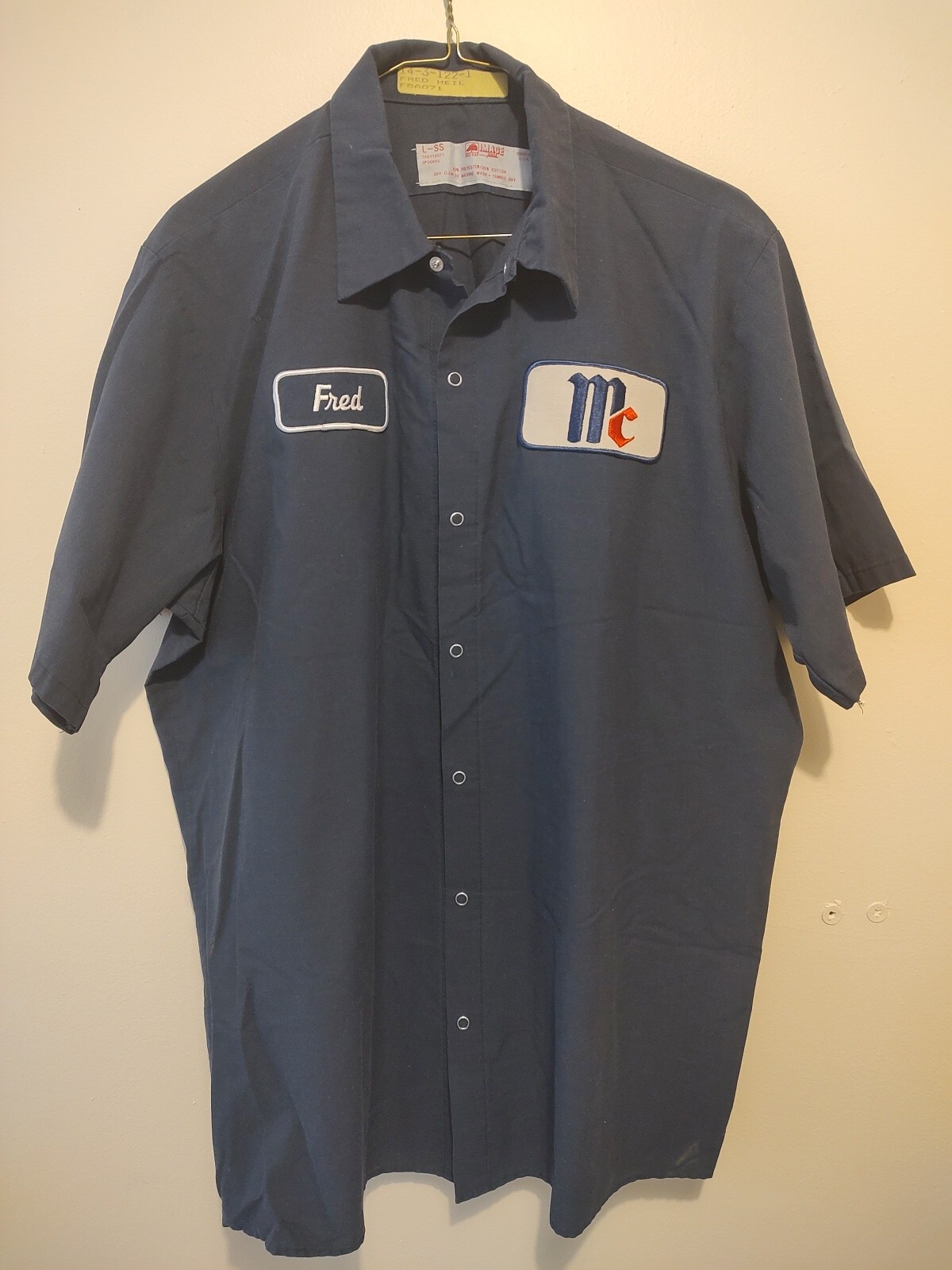 Red Kap Work  Mechanics Shirt McCormick's Seasoning Short Sleeve Button Up Large