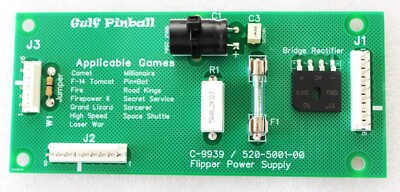 NEW Flipper Power Supply Board for Williams / Data East , C-9939, 520-5001-00