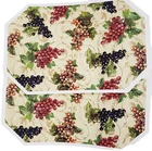Set of 2 Same Kitchen Vinyl Non Clear Placemats (18" x 12") GRAPES ON BEIGE, BH