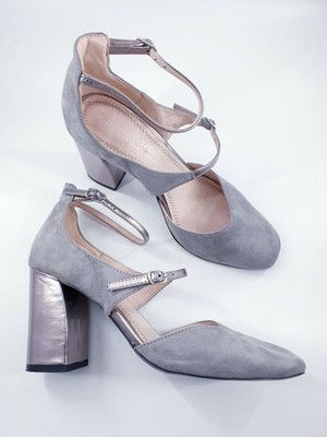 grey ankle strap heels